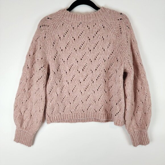 J. Crew Womens Pointelle Crewneck Sweater Light Pink Mauve Wool Blend Sweater XS - Picture 4 of 9